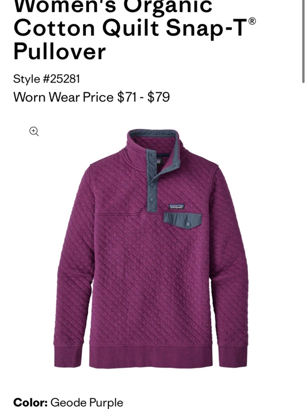 Patagonia Quilted Snap Pullover - Geode Purple